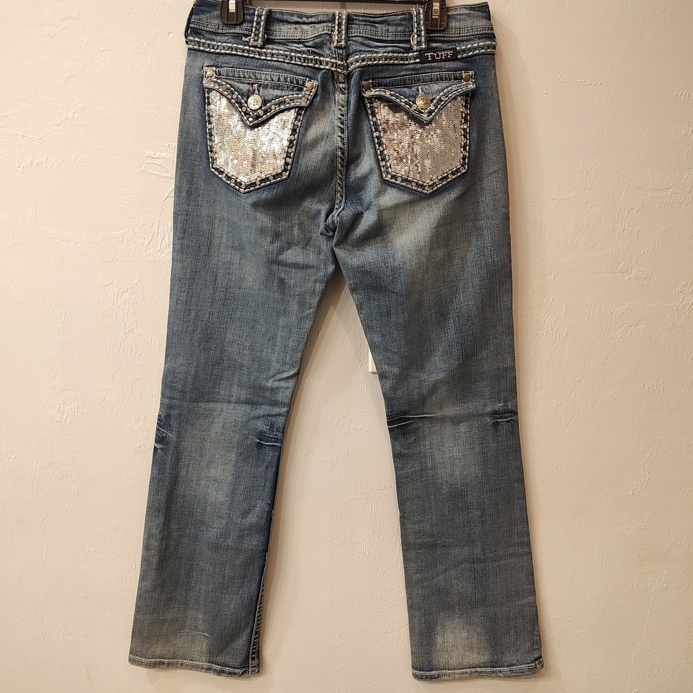 Cowgirl Tuff Co Women Blue Jazzy 2 Bootcut Stretch 32x32 Embellished Sequins